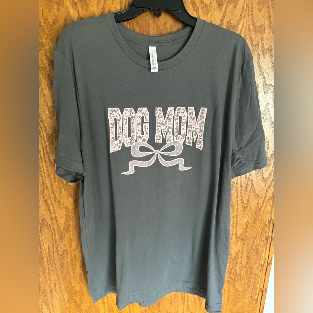 New! “Dog Mom” Bella Canvas Charcoal T-Shirt